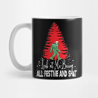 Funny Christmas Festive Vintage Sarcastic Bigfoot Xmas Tree Mug